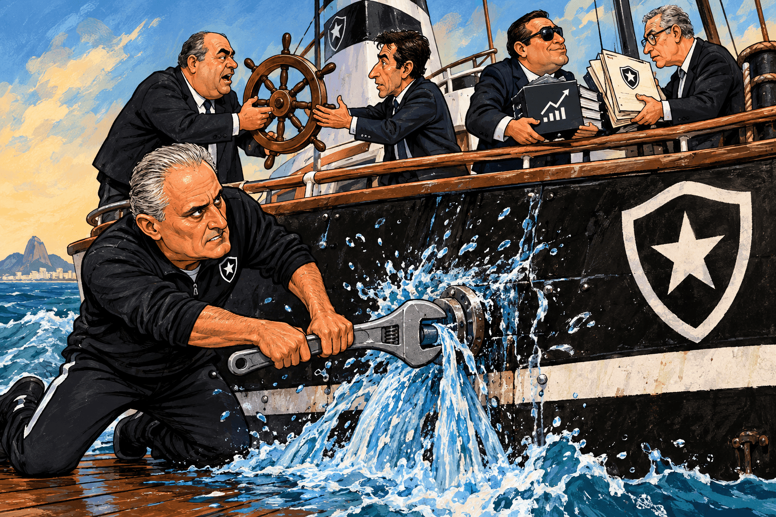 Tite conserta um vazamento em um barco do Botafogo enquanto dirigentes negociam o leme e papéis da SAF.