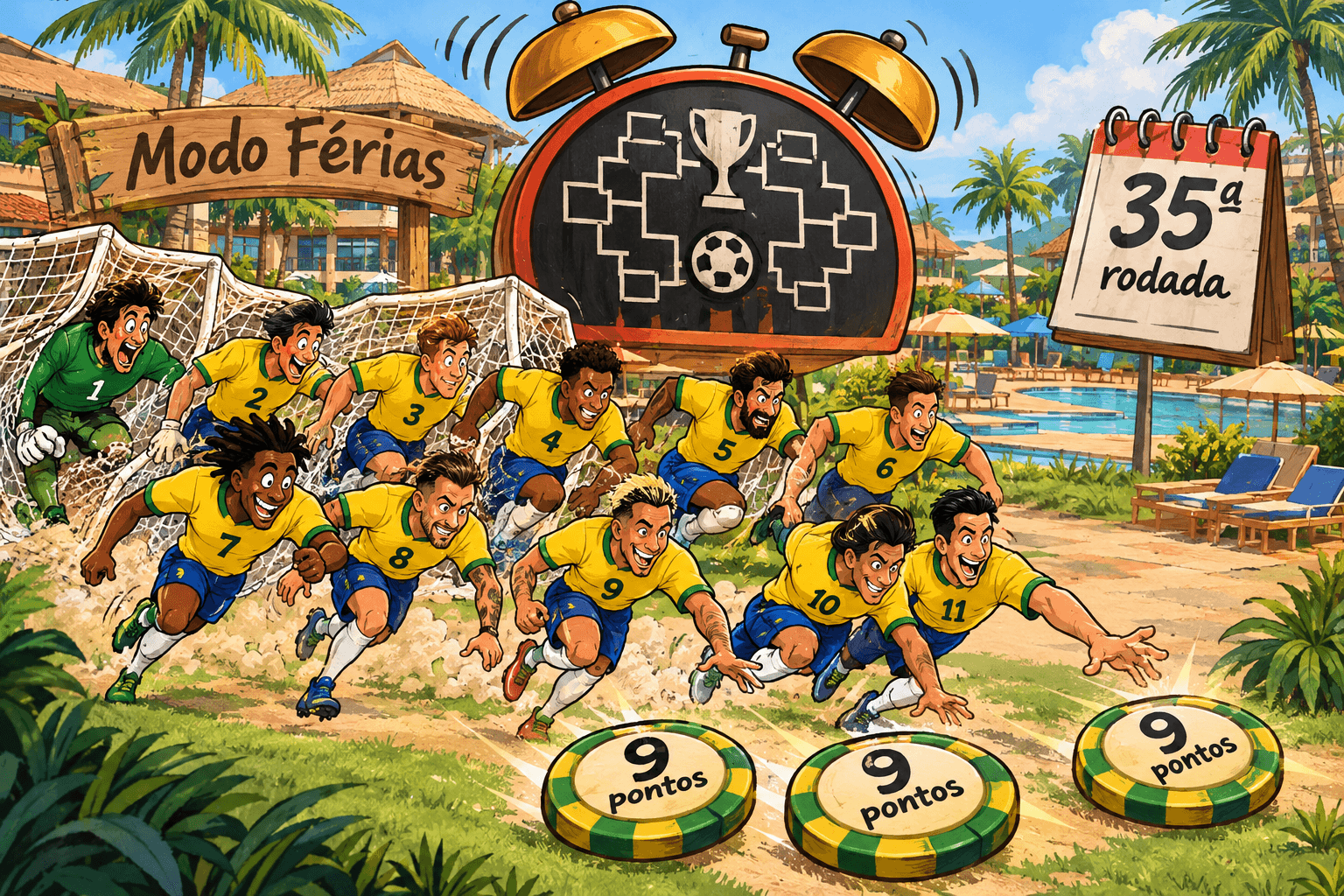 Jogadores deixam redes de descanso ao som de um despertador de playoff e correm atrás de fichas de pontos.