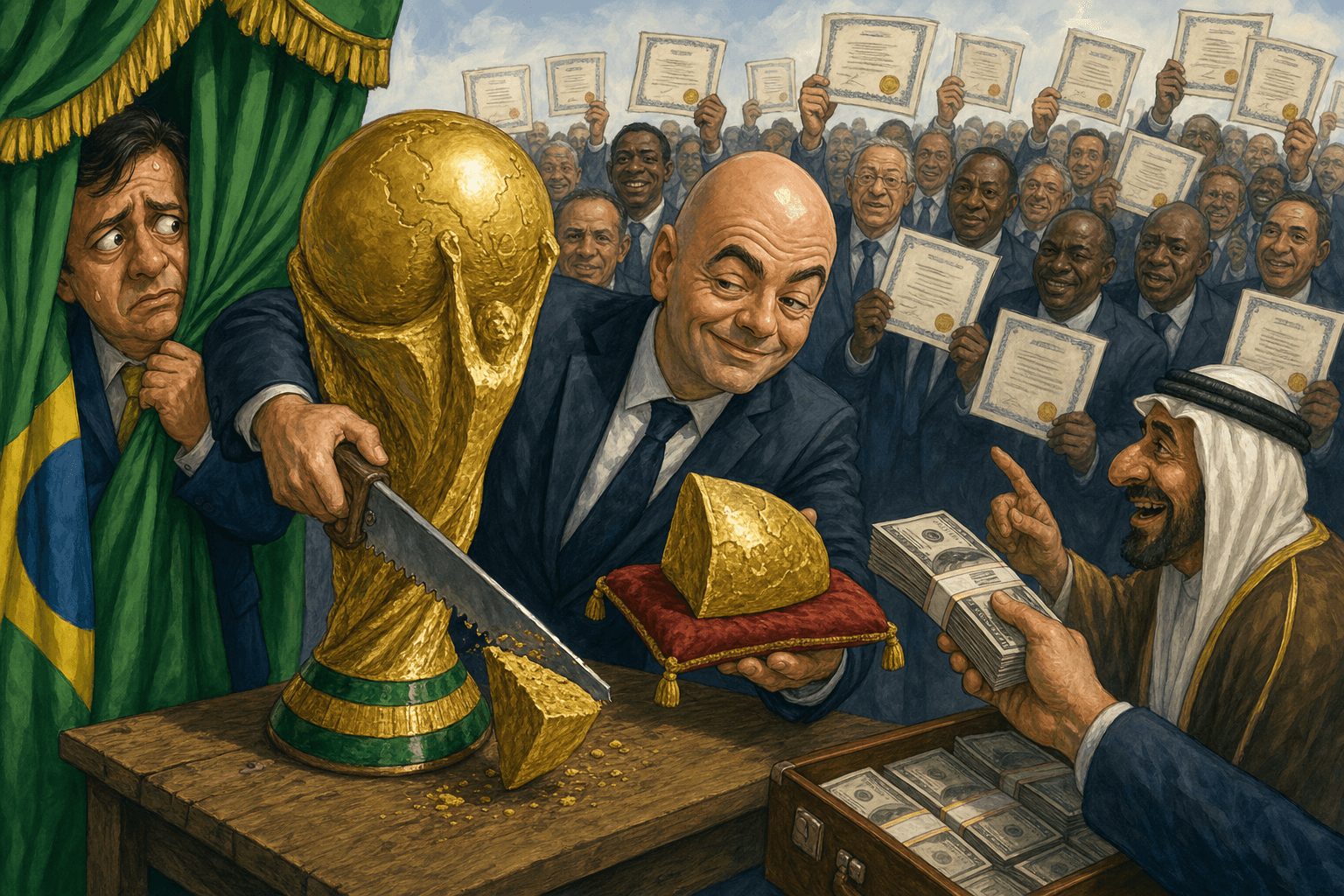 Infantino tentou vender um pedaço da Copa — e a CBF precisa dizer de que lado está